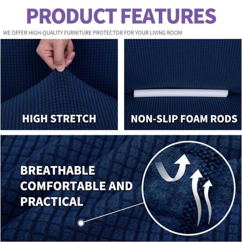 ZNSAYOTX Super Stretch Couch Cover (72"-92") Universal Sofa Covers with Elastic Bottom, Dog Cat Pets Friendly Washable Furniture Protector Fitted Sofa Slipcovers Stay in Place (Navy Blue, Sofa) - Image 4